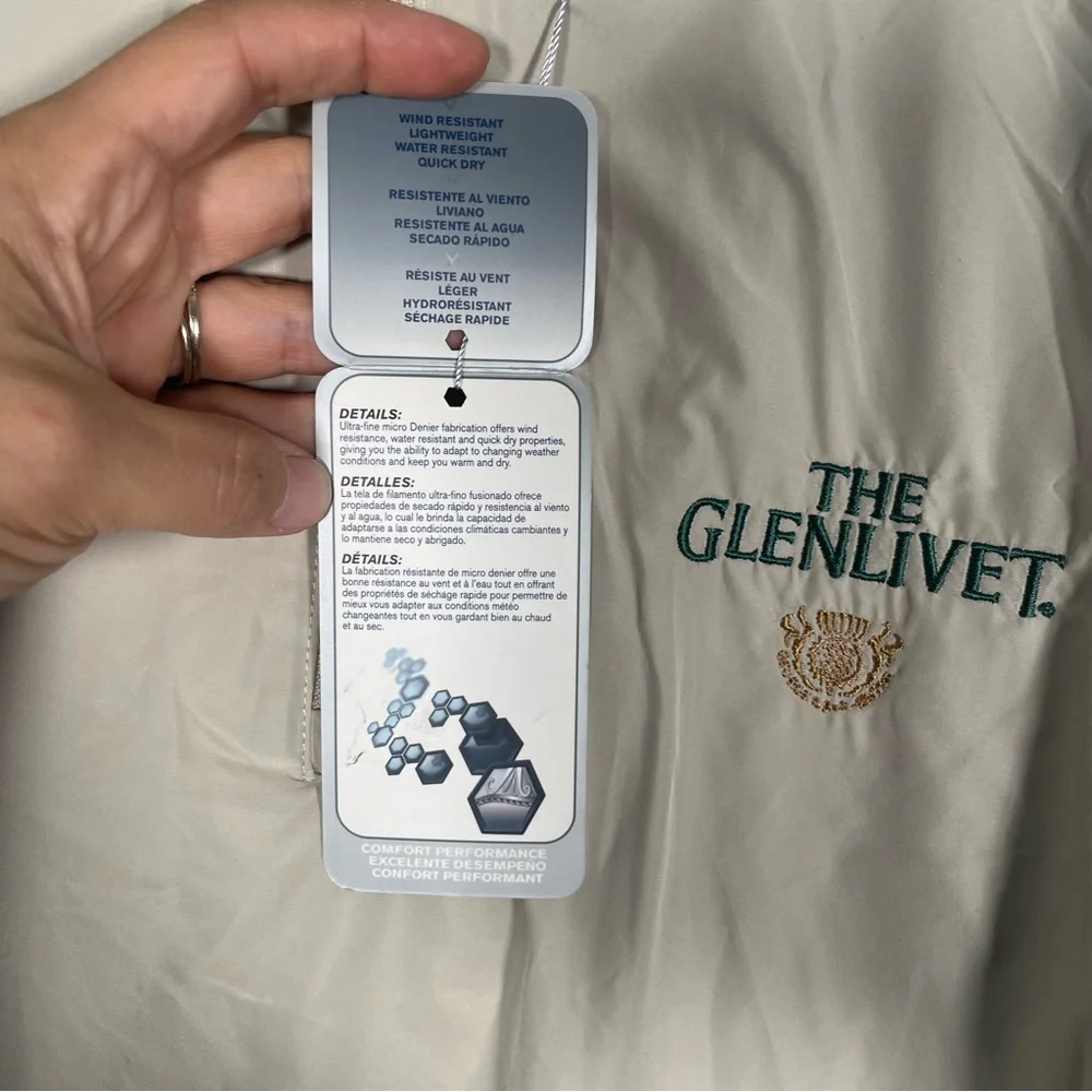 NWT Callaway Golf X Series Men Medium The Glenlivet Logo Tan Zip Pullover Jacket